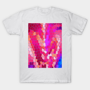 Pink Purple Blue and Magenta Abstract Art Mosaic Pattern T-Shirt